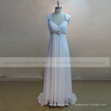 Lovely A-line Kappe Hülse süßes Herz gefaltetes Chiffon- Hochzeits-Kleid, das auf Taille bördelt